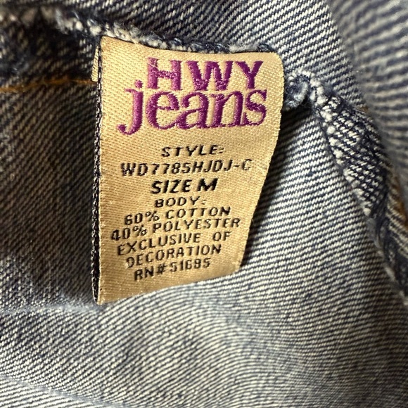 Highway Jeans Distressed Denim Jacket - Medium - Medium Wash Cropped Trucker - Picture 5 of 7